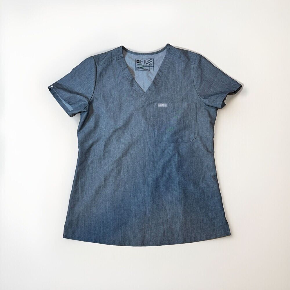 Figs Scrubs Womens XS Gray Graphite Catarina One Pocket Scrub Top V Neck